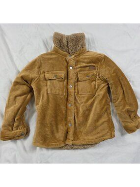 Eddie Bauer Kids 3T Corduroy Sherpa Lined Jacket Shacket Brown Coat Snap Front